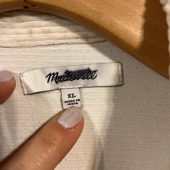 Madewell White Corduroy Shacket size XL - Picture 2 of 5